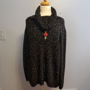 Shimmering Blck Cowl Neck Sweater